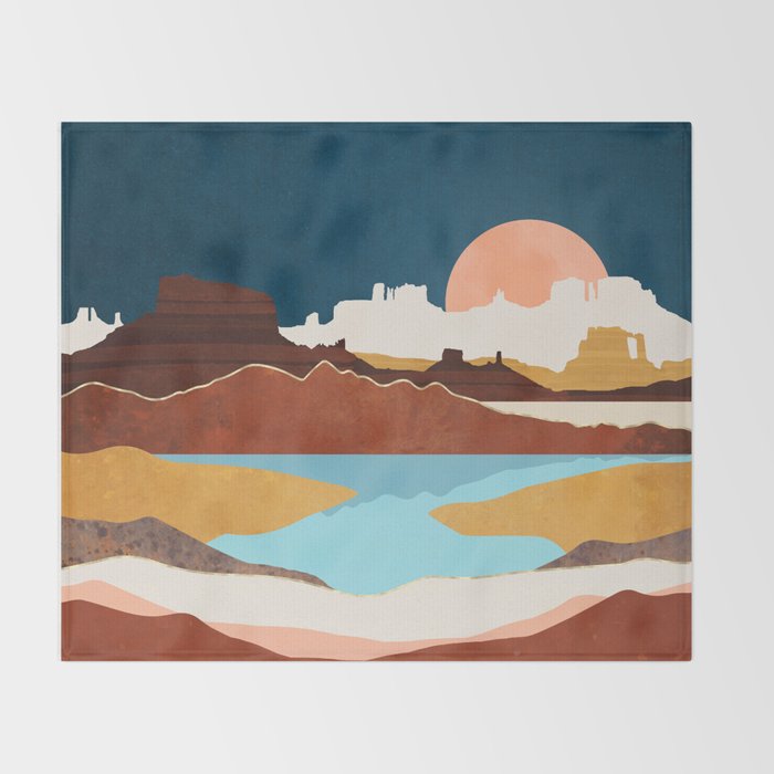 Desert Moon Lake Throw Blanket Gallery Image 2