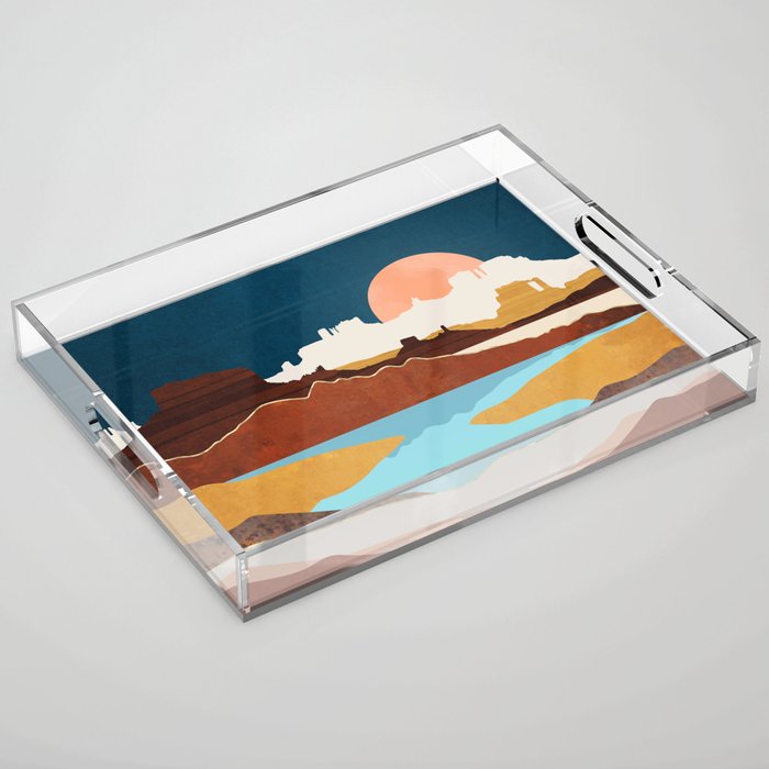 Desert Moon Lake Acrylic Tray Gallery Image 1