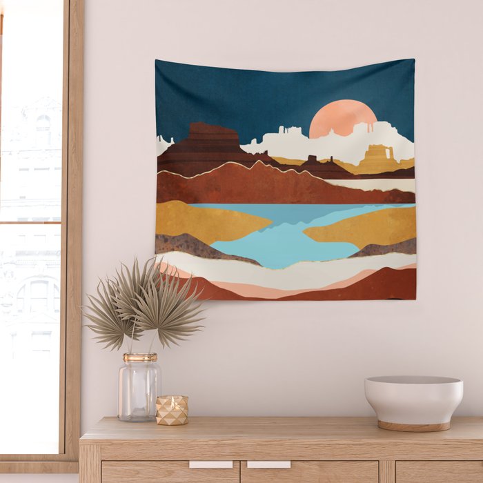 Desert Moon Lake Wall Tapestry Gallery Image 2