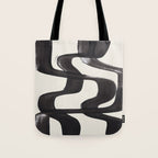 Mid Century Modern Minimalist Abstract Art Brush Strokes Black & White Ink Art Ripple Lines Tote Bag Gallery Image 1