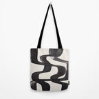 Mid Century Modern Minimalist Abstract Art Brush Strokes Black & White Ink Art Ripple Lines Tote Bag Gallery Image 2