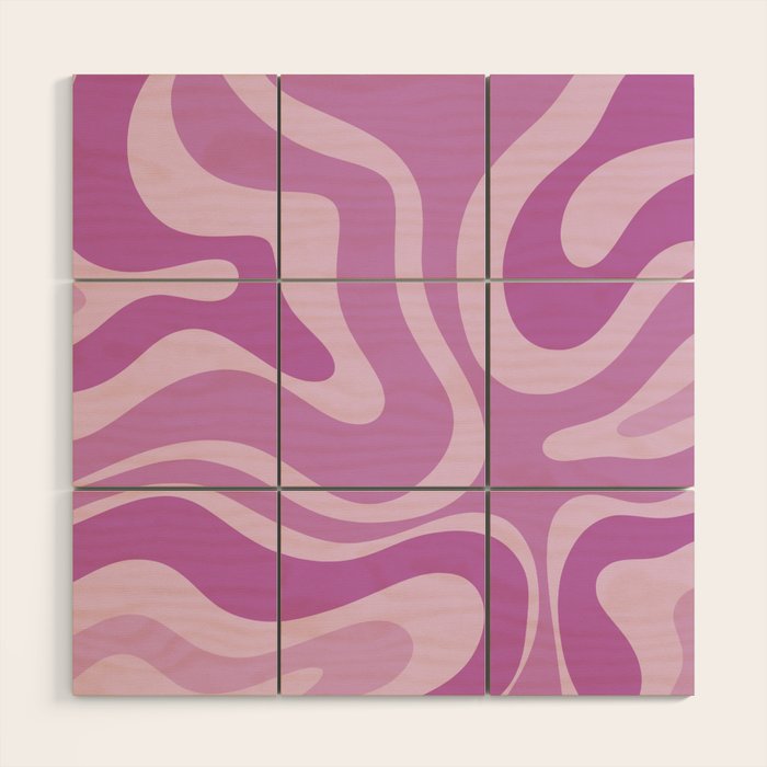 Liquid Swirl Abstract Pattern in Muted Violet Light Purple Wood Wall Art Gallery Image 1