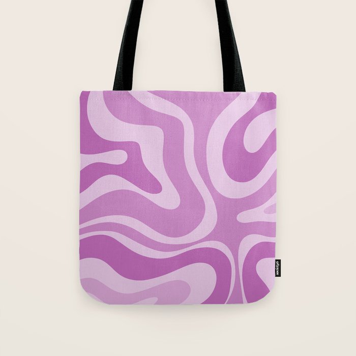 Liquid Swirl Abstract Pattern in Muted Violet Light Purple Tote Bag Gallery Image 1