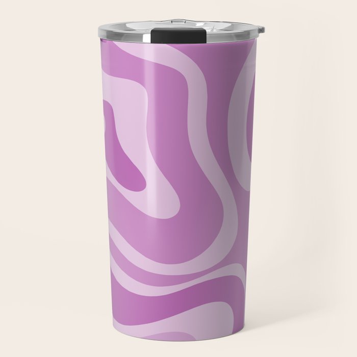 Liquid Swirl Abstract Pattern in Muted Violet Light Purple Travel Mug Gallery Image 1