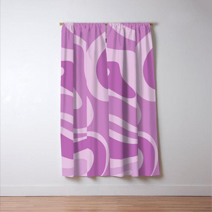 Liquid Swirl Abstract Pattern in Muted Violet Light Purple Window Curtain Gallery Image 3