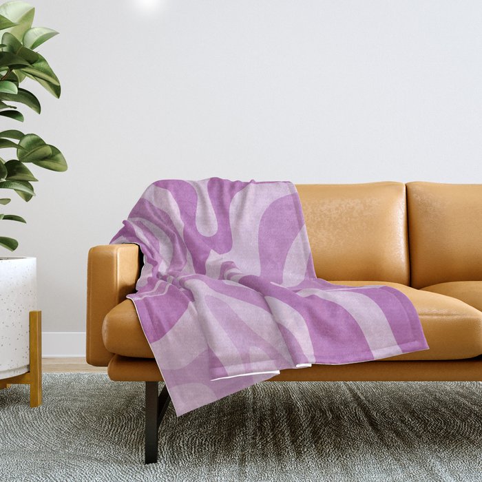 Liquid Swirl Abstract Pattern in Muted Violet Light Purple Throw Blanket Gallery Image 1