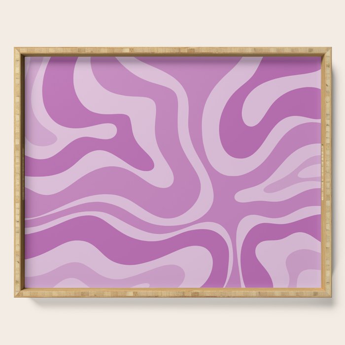 Liquid Swirl Abstract Pattern in Muted Violet Light Purple Serving Tray Gallery Image 1