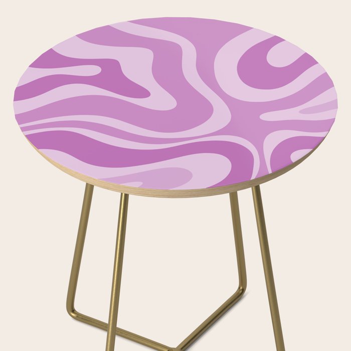 Liquid Swirl Abstract Pattern in Muted Violet Light Purple Side Table Gallery Image 2