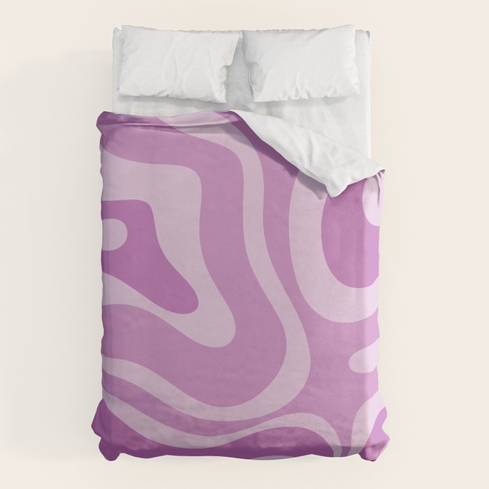 Liquid Swirl Abstract Pattern in Muted Violet Light Purple Duvet Cover Gallery Image 6