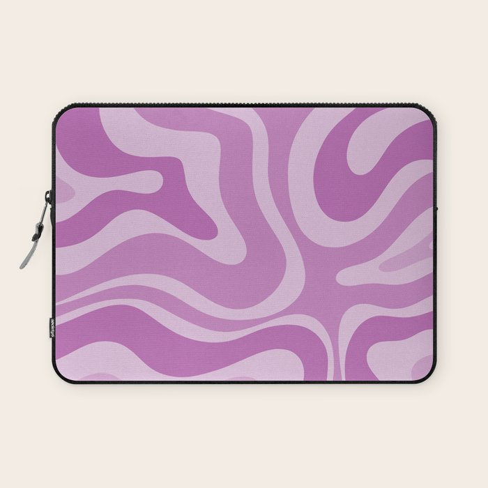 Liquid Swirl Abstract Pattern in Muted Violet Light Purple Laptop Sleeve Gallery Image 1