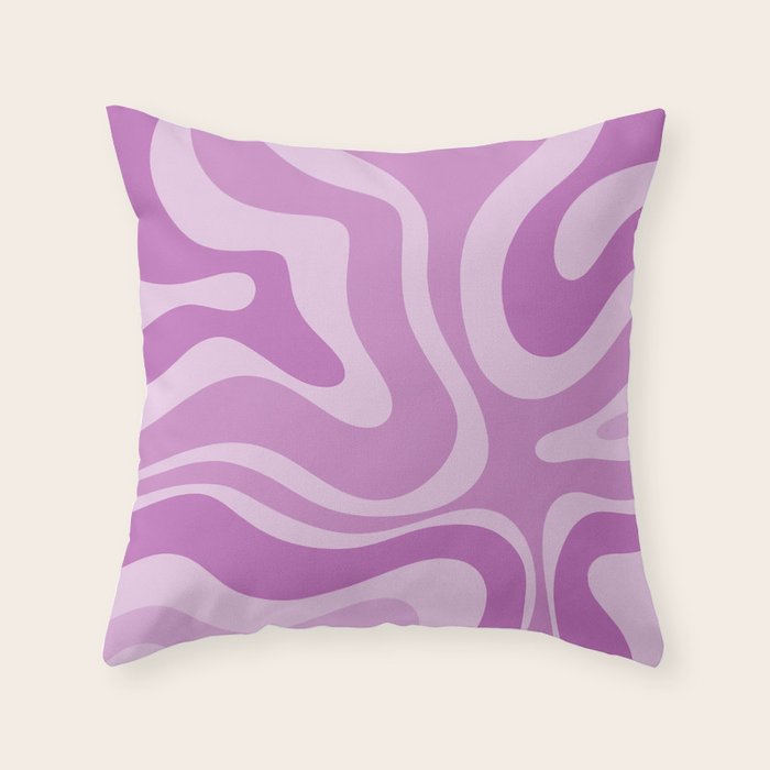 Liquid Swirl Abstract Pattern in Muted Violet Light Purple Throw Pillow Gallery Image 6
