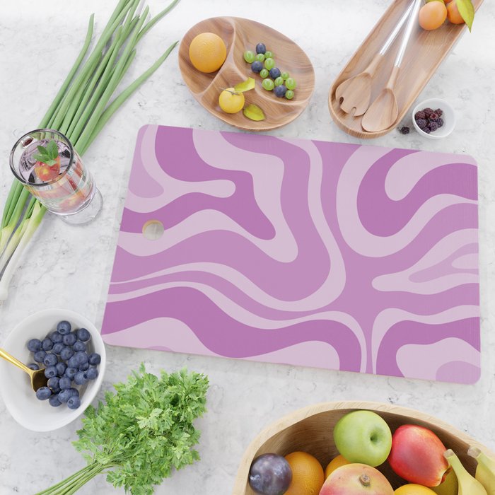 Liquid Swirl Abstract Pattern in Muted Violet Light Purple Cutting Board Gallery Image 2