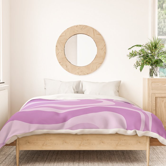 Liquid Swirl Abstract Pattern in Muted Violet Light Purple Duvet Cover Gallery Image 3