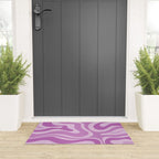 Liquid Swirl Abstract Pattern in Muted Violet Light Purple Welcome Mat Gallery Image 3