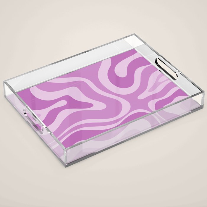 Liquid Swirl Abstract Pattern in Muted Violet Light Purple Acrylic Tray Gallery Image 1