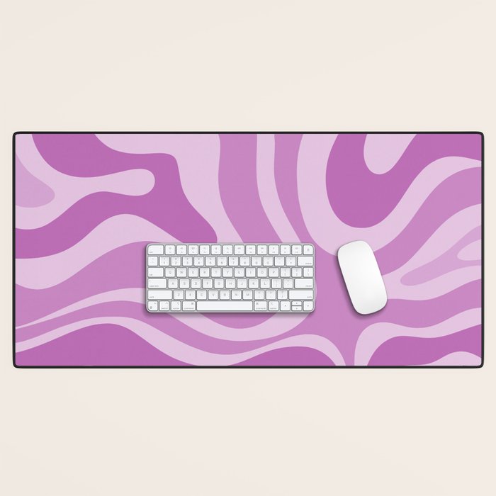 Liquid Swirl Abstract Pattern in Muted Violet Light Purple Desk Mat Gallery Image 1