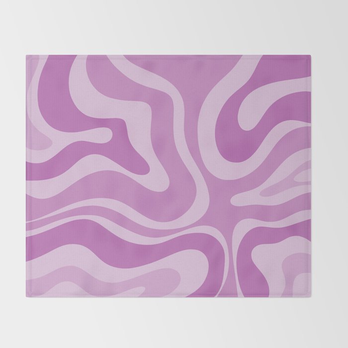 Liquid Swirl Abstract Pattern in Muted Violet Light Purple Throw Blanket Gallery Image 2
