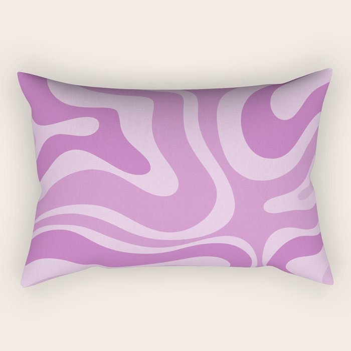 Liquid Swirl Abstract Pattern in Muted Violet Light Purple Rectangular Pillow Gallery Image 2