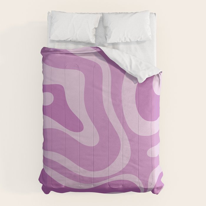 Liquid Swirl Abstract Pattern in Muted Violet Light Purple Comforter Gallery Image 6