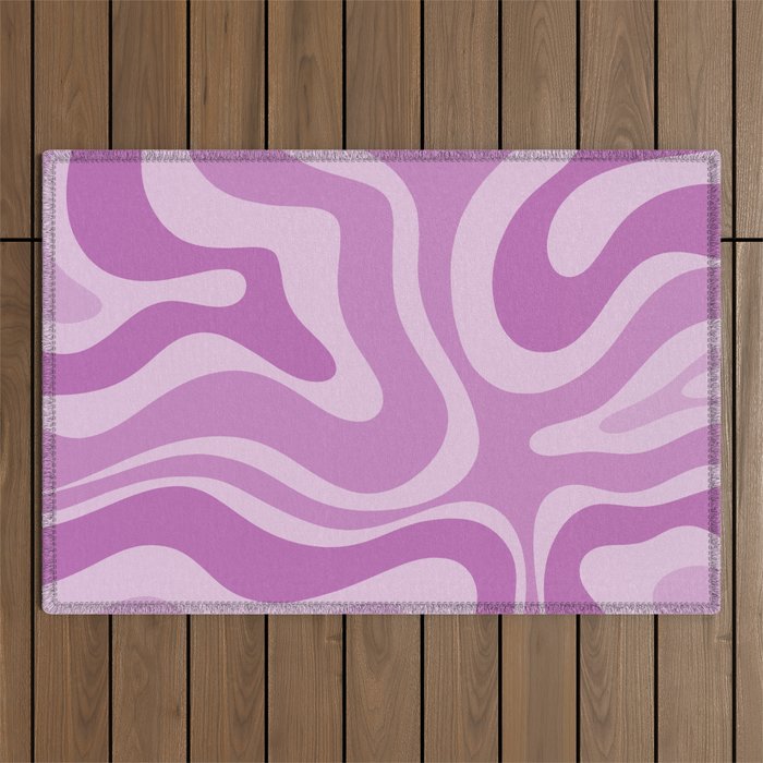 Liquid Swirl Abstract Pattern in Muted Violet Light Purple Outdoor Rug Gallery Image 1