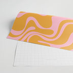 Retro Liquid Swirl Abstract Pattern Pink and Mustard Marigold Wrapping Paper Gallery Image 2