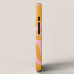 Retro Liquid Swirl Abstract Pattern Pink and Mustard Marigold iPhone Case Gallery Image 2