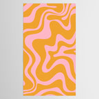 Retro Liquid Swirl Abstract Pattern Pink and Mustard Marigold Tablecloth Gallery Image 2