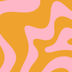 Retro Liquid Swirl Abstract Pattern Pink and Mustard Marigold Coffee Mug Gallery Image 2