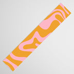 Retro Liquid Swirl Abstract Pattern Pink and Mustard Marigold Table Runner Gallery Image 3