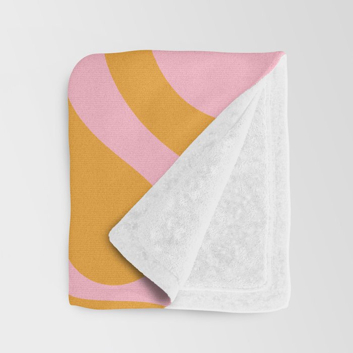 Retro Liquid Swirl Abstract Pattern Pink and Mustard Marigold Throw Blanket Gallery Image 3