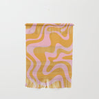 Retro Liquid Swirl Abstract Pattern Pink and Mustard Marigold Wall Hanging Gallery Image 1