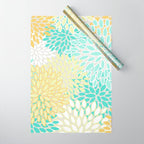 Floral Prints, Mint Green and Yellow, Modern Print Art Wrapping Paper Gallery Image 1