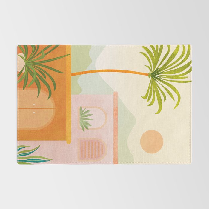 Tropical Mountain Village Landscape Rug Gallery Image 2
