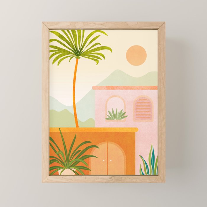 Tropical Mountain Village Landscape Mini Art Print Gallery Image 1