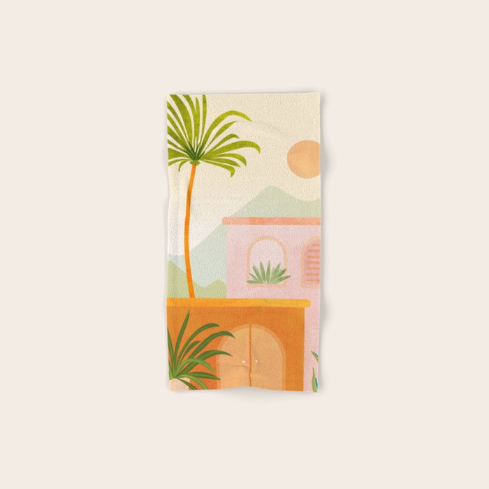 Tropical Mountain Village Landscape Bath Towel Gallery Image 1