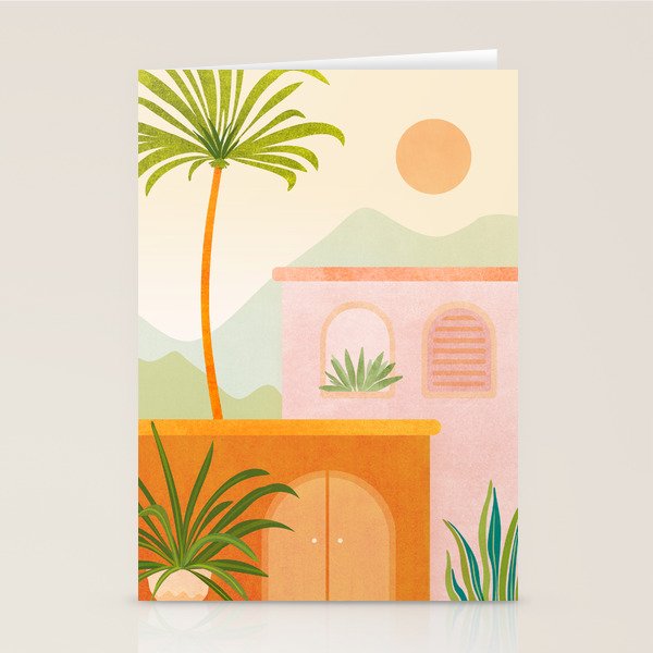 Tropical Mountain Village Landscape Stationery Card Gallery Image 1