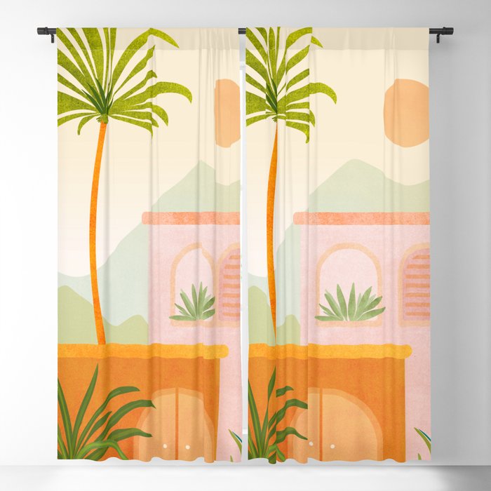 Tropical Mountain Village Landscape Window Curtain Gallery Image 5