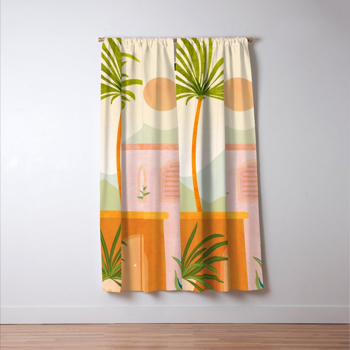 Tropical Mountain Village Landscape Window Curtain Gallery Image 3