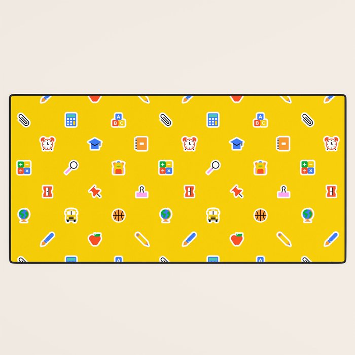 Colorful back to school sticker icon pattern Desk Mat Gallery Image 3