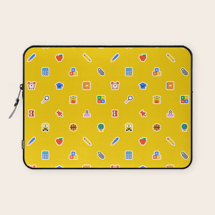 Colorful back to school sticker icon pattern Laptop Sleeve Gallery Image 1
