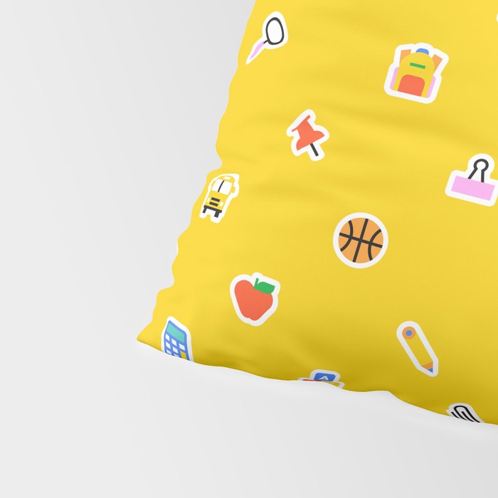 Colorful back to school sticker icon pattern Pillow Sham Gallery Image 4