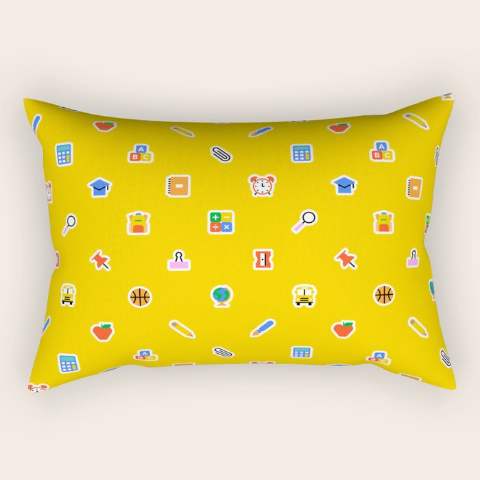Colorful back to school sticker icon pattern Rectangular Pillow Gallery Image 2