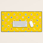 Colorful back to school sticker icon pattern Desk Mat Gallery Image 1