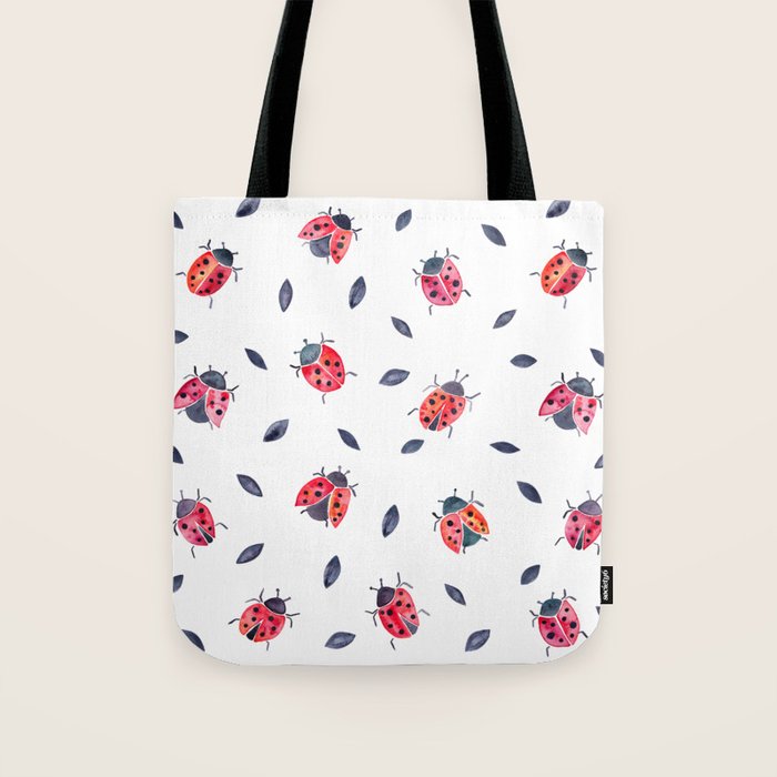 Lucky Ladybugs & Black Leaves Tote Bag Gallery Image 1