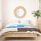 Blue Baby Blue Watercolor Minimalist Geometric Zig Zag Lightning Bolt Pattern Duvet Cover Gallery Image 3