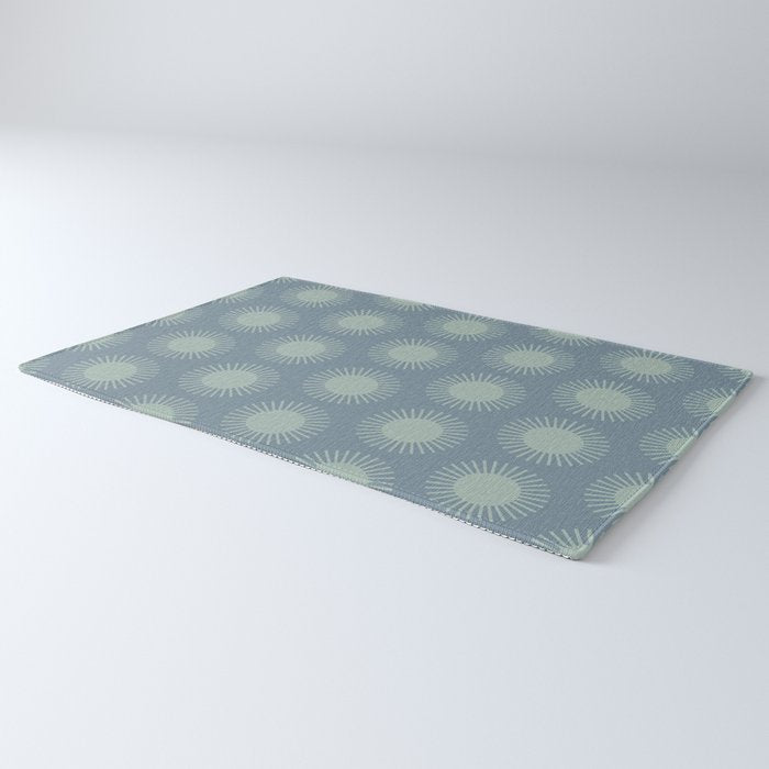 Boho Summer Sun Pattern V Neutral Blue Sage Green Rug Gallery Image 3