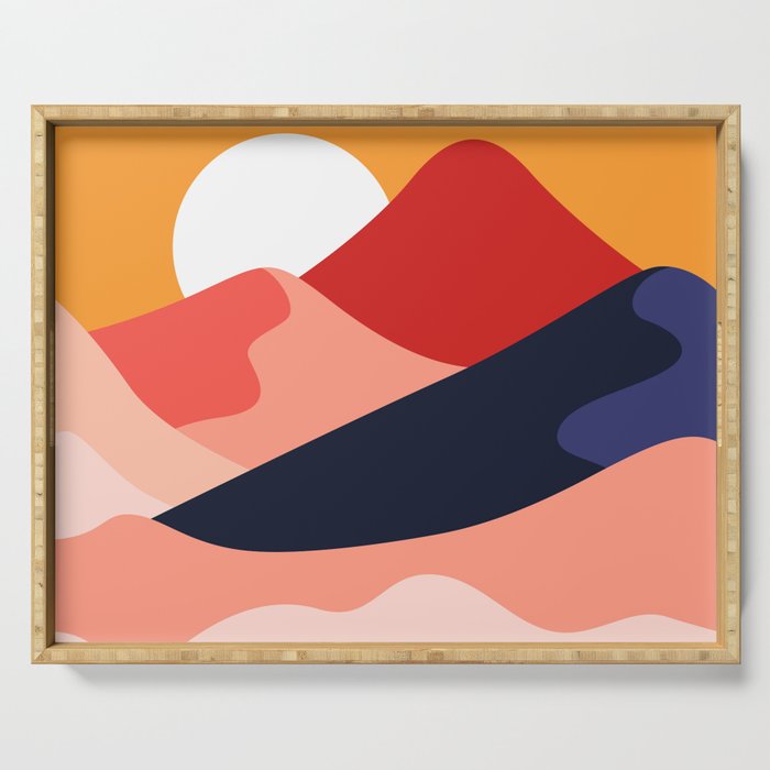 Abstract mountain nature landscape art Serving Tray Gallery Image 1