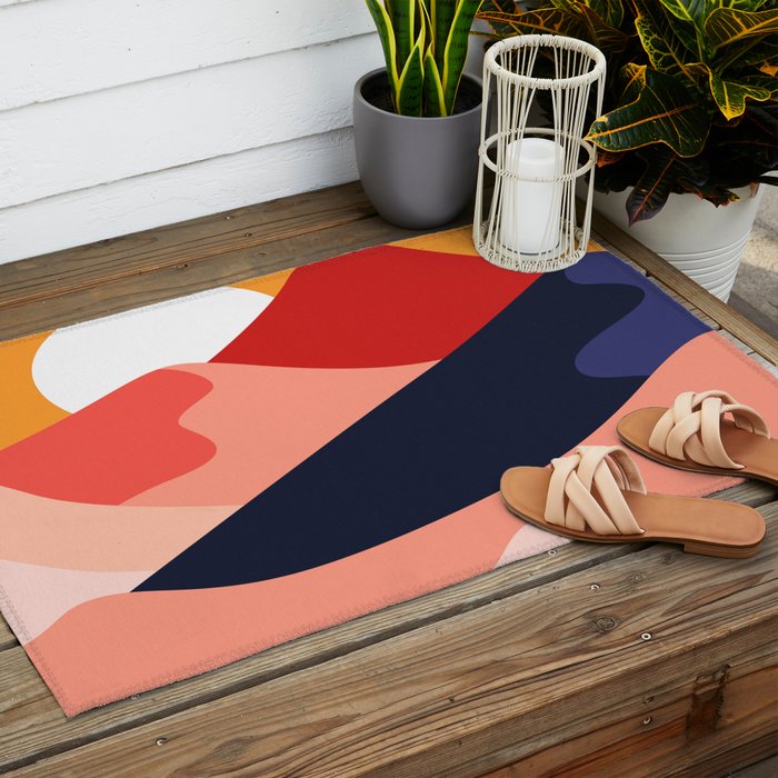 Abstract mountain nature landscape art Outdoor Rug Gallery Image 2