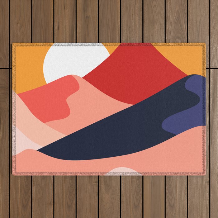 Abstract mountain nature landscape art Outdoor Rug Gallery Image 1