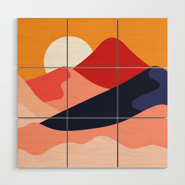 Abstract mountain nature landscape art Wood Wall Art Gallery Image 1